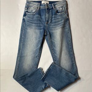 Risen Jeans Womens Classic Straight Leg Relaxed Fit Distressed Jeans Sz 5/27